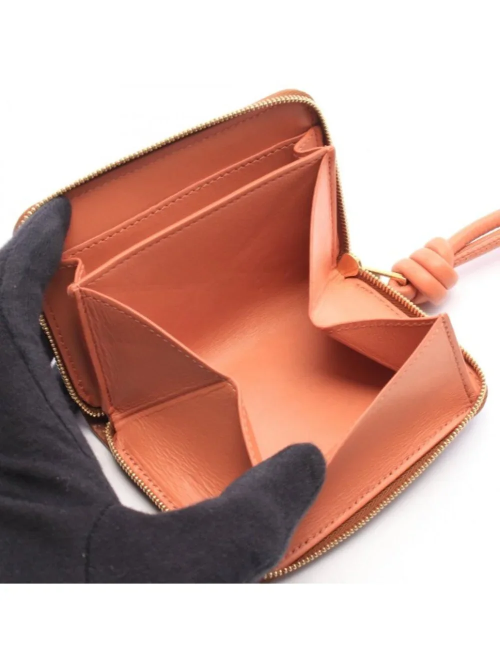 Loewe Coin Purse Zip Brown Salmon Pink Leather
